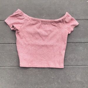 Red-white stripped off the shoulder shirt